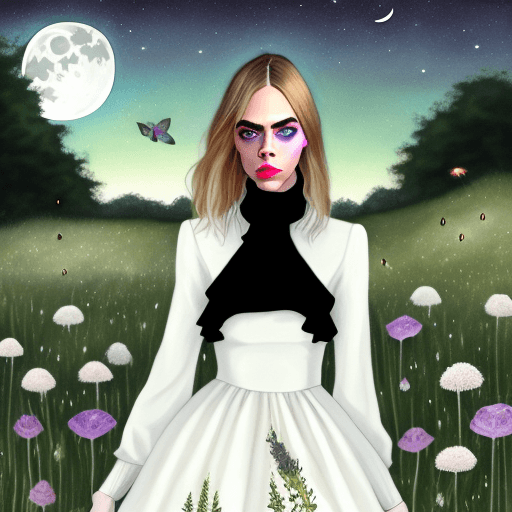 AI generated: big eyes, pale skin, glossy lipstick Cara Delevingne, facing viewer, looking at viewer,   upper body...