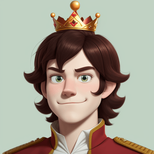 AI generated: Javier Milei as a King,with a crown in the head. Wreck it ralph Disney Character Style, 
