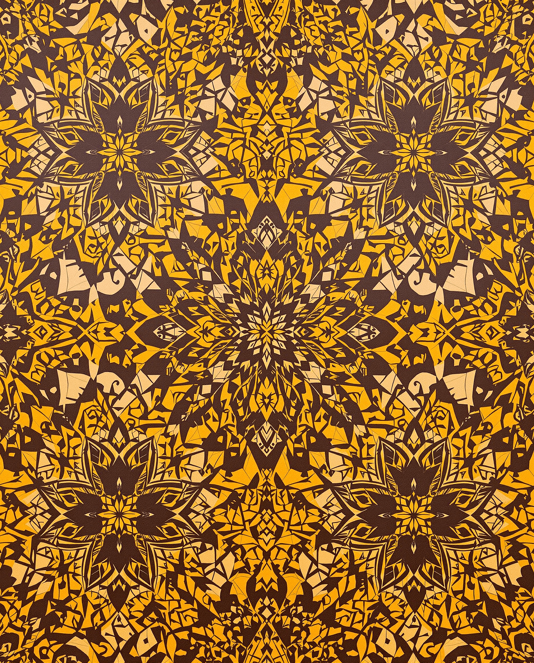 AI generated: brown and yellow intricate African themed geometric pattern 