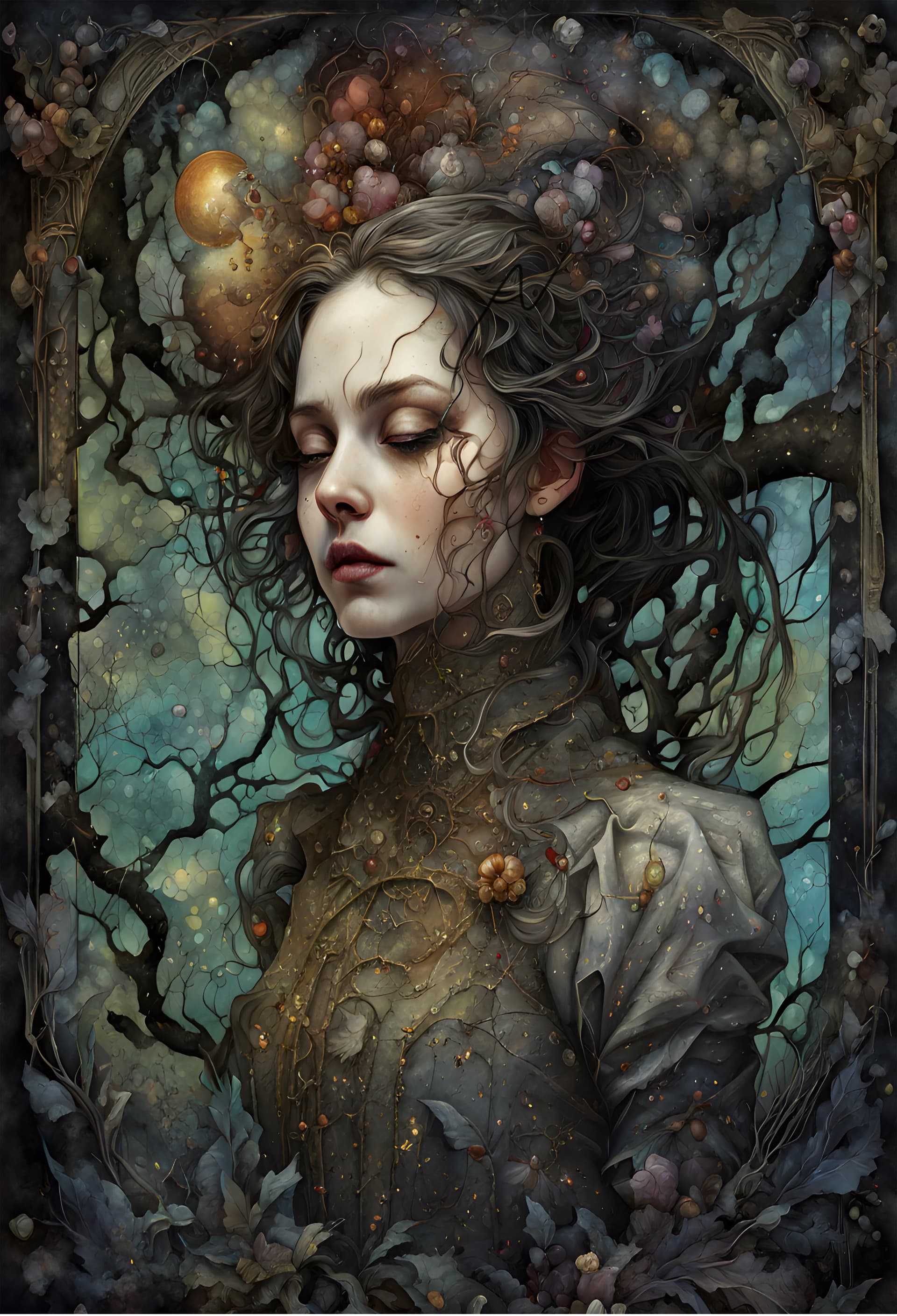 AI generated: Heroine of Sleepy Hollow, magical fantasy art is done in oil paint and liquid chrome, liquid gold, l...
