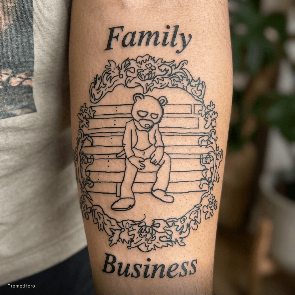 AI generated: Add the word Family above the design and the word Business below the image