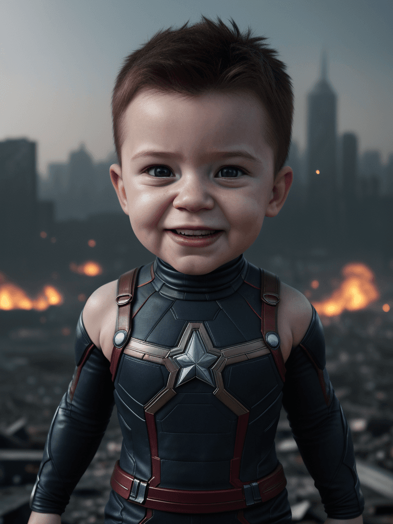 AI generated: Realism, best realism, portrait, portraiture, portrait photography, little baby Thanos, villain, mar...