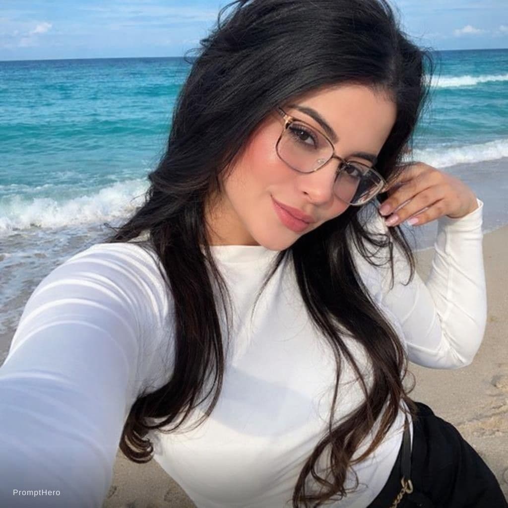 AI generated: Girl at sea shore 