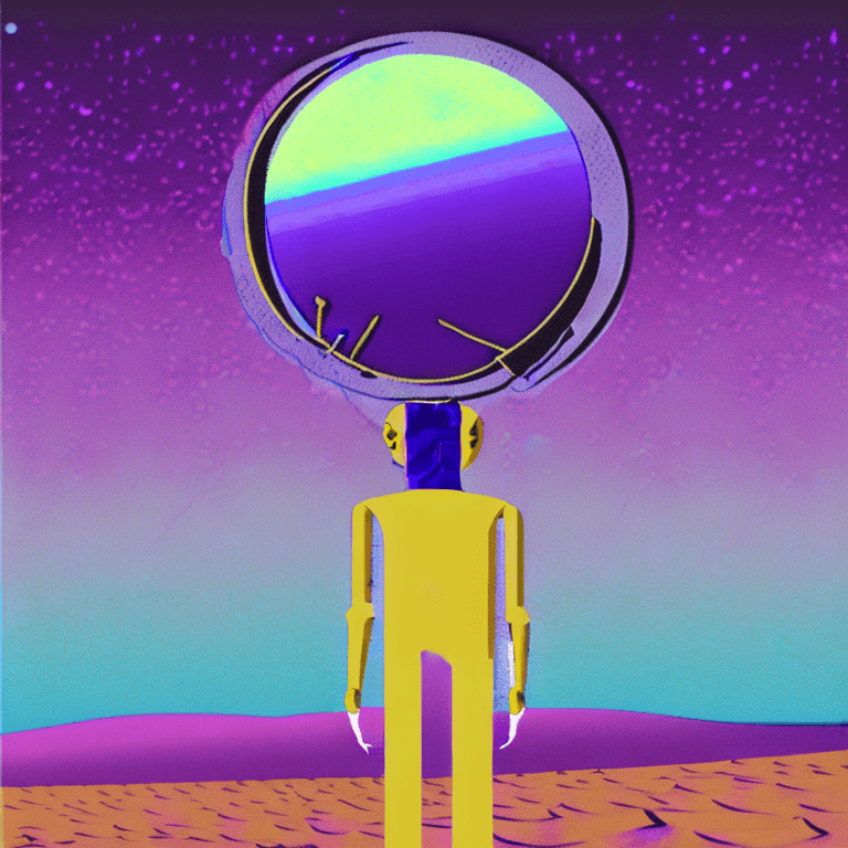 AI generated: album cover illustration of a strange mysterious desolate desert with blue sand , painting like ,blu...