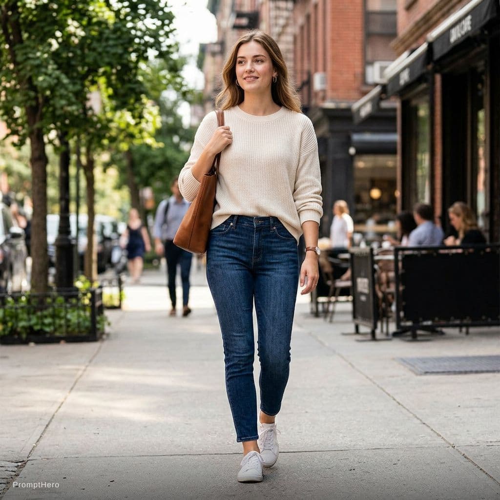 AI generated: a beautiful girl wearing tight jeans