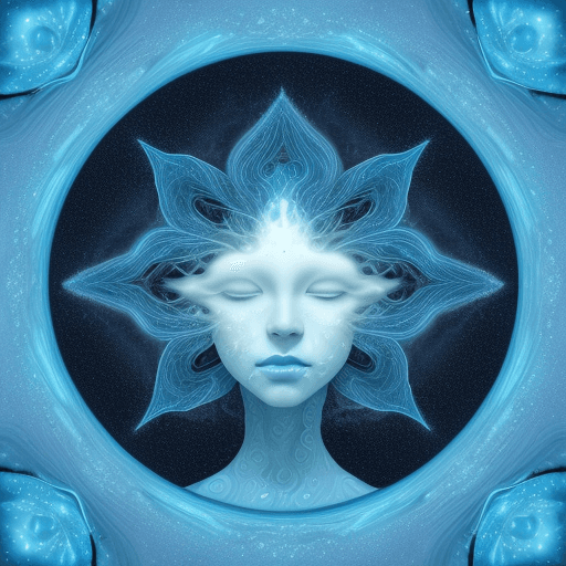 AI generated: Without a woman's head with a space inspired texture and hazy blue background, in the style of fract...