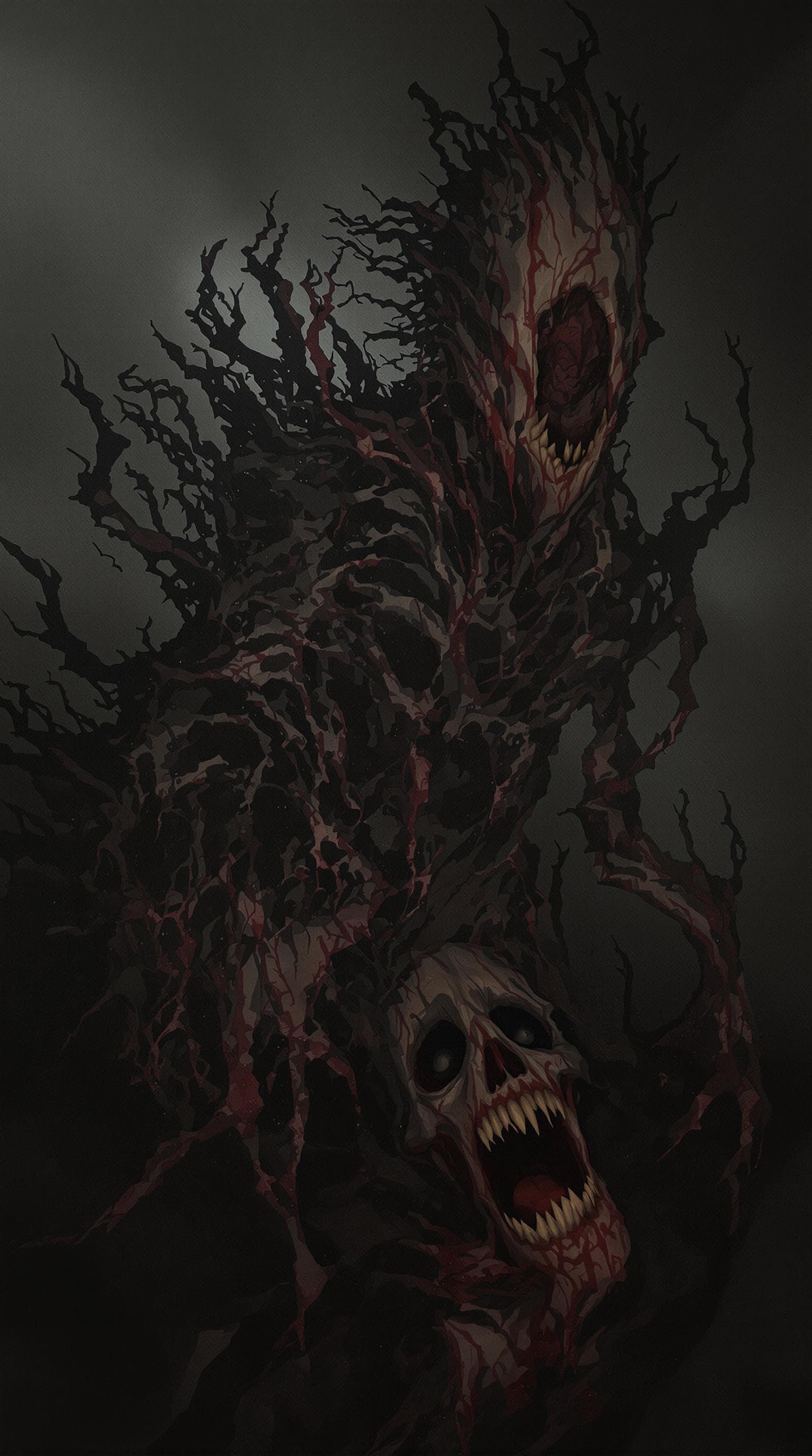 AI generated: fear, brutal composition showing the terror of war, cries and gore, gloomy background, dark tones, h...
