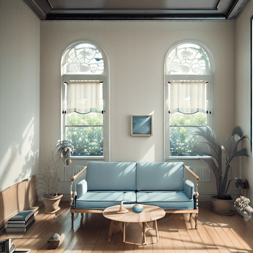 AI generated: High resolution photography interior design, dreamy sunken living room conversation pit, wooden floo...
