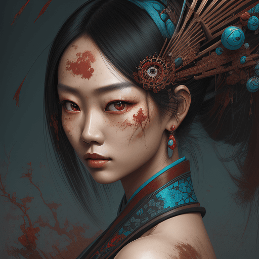 AI generated: A painting of an Asian woman, in the style of precisionist art, meticulous design, highly detailed i...