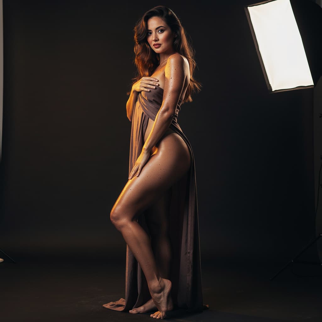 AI generated: Enhance the image with a dramatic, high-contrast lighting setup, using softbox lights to highlight t...
