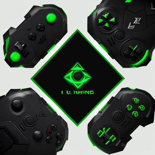 AI generated: Logo gaming wear, letter L, concept, control games, nonagon, colour black and green, gaming, dynamic...