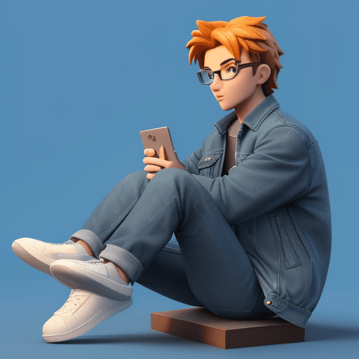 AI generated: Create a 3D illustration of an animated character sitting casually on top of a social media logo "na...