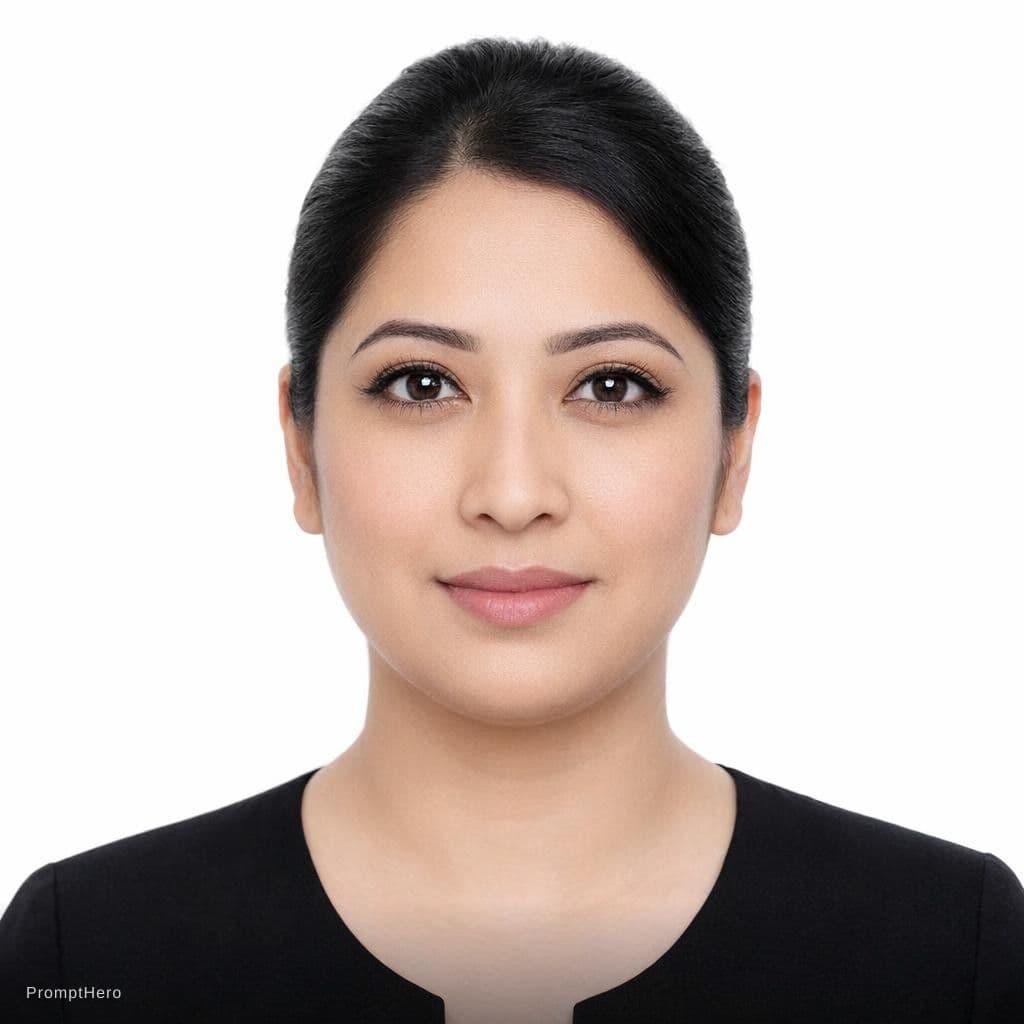 AI generated: Convert existing frontal face photo to **professional passport photograph**: **IDENTICAL FACE** with...