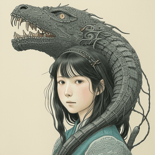 AI generated: art by studio ghibli, intricate artwork by Mamoru Nagano,真紅の天竺牡丹,17歳女性,