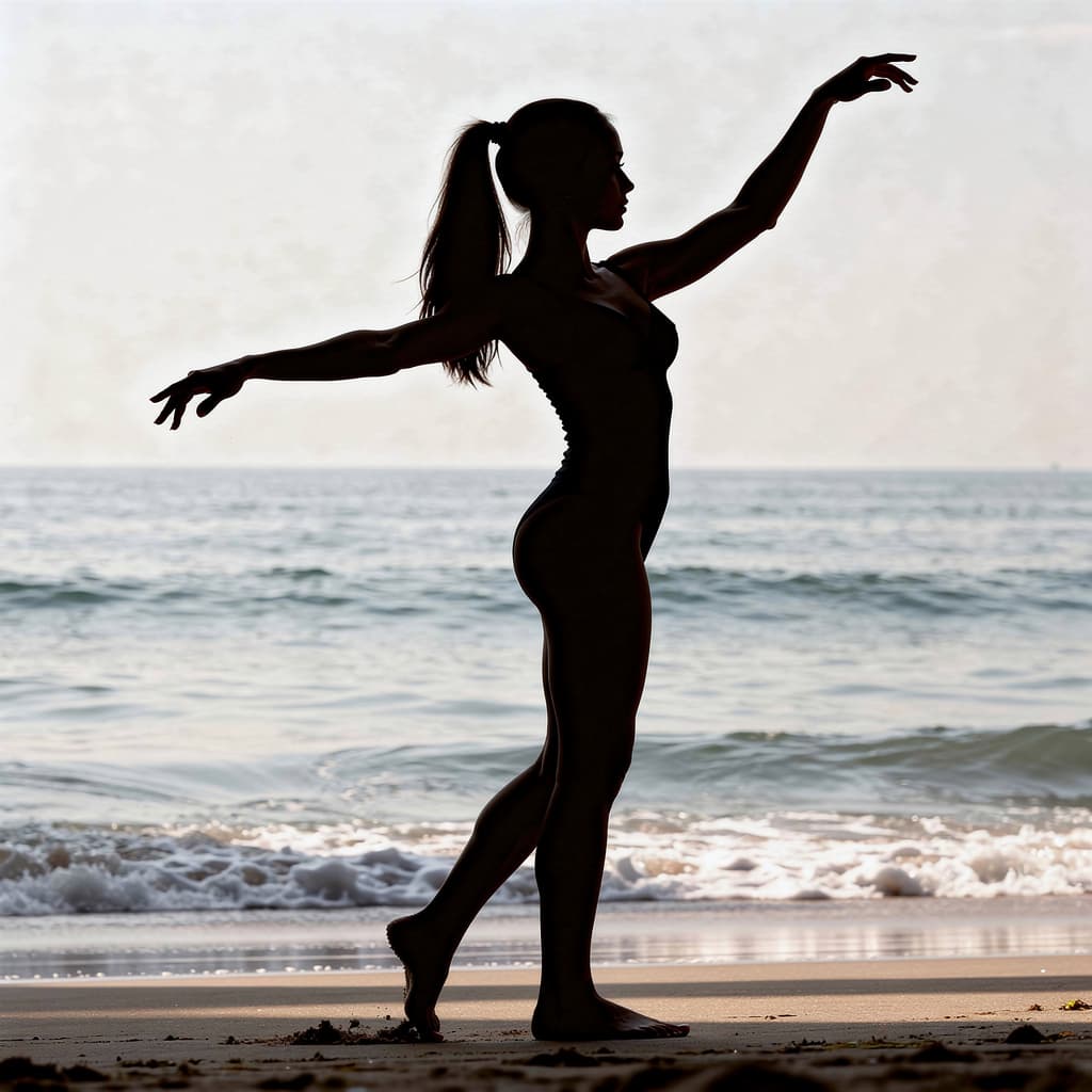 AI generated: Naked dancing on a beach