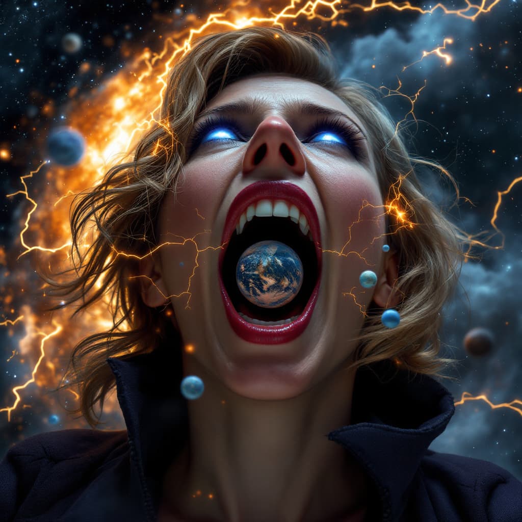 AI generated: enormous giantess actress Jodie Whittaker as the 13th Doctor from Doctor Who
bigger than a galaxy fl...