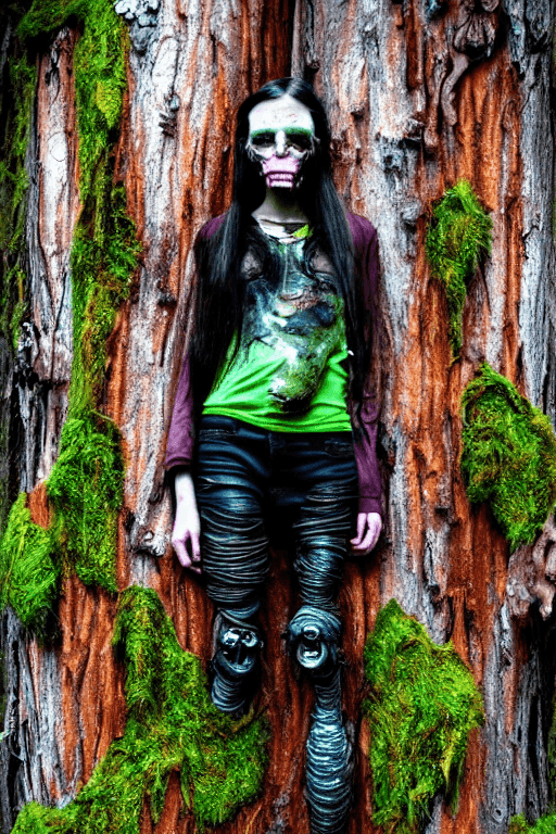 AI generated: neonpunk style 20-year-old A full body full face shot of a scary creepy android, state of decay and ...