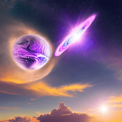 AI generated: A realistic picture of milkyway glaxy, in air, purple sky, sunlightlight, with bright colors, center...