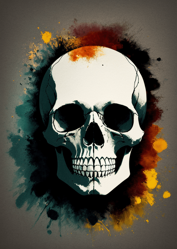 AI generated: An artistic and painterly graphic representation of a skull, with vibrant brushstrokes and textured ...