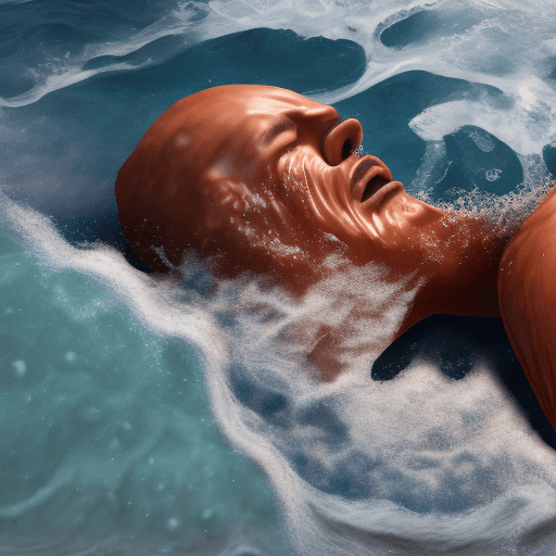 AI generated: Man melting into the ocean, 4k