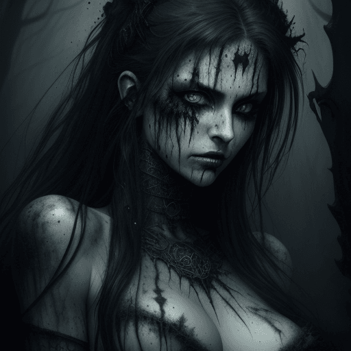 AI generated: Photo A highly detailed (((luis royo fantasy-esque style dark art portrait))), of a very beautiful s...