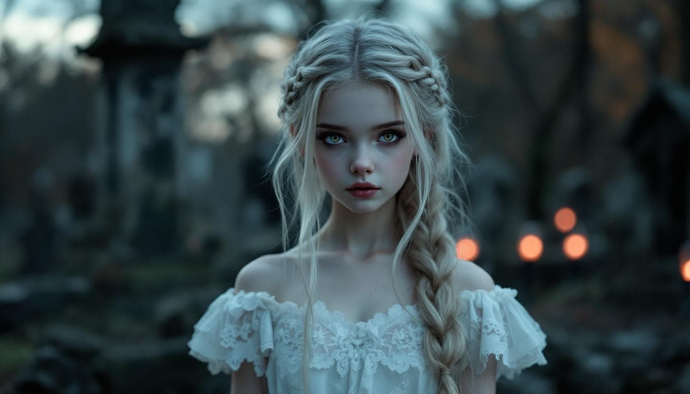 AI generated: a professional photo of a exceptionally of the most beautiful Russian angelic vampire girl in the wo...