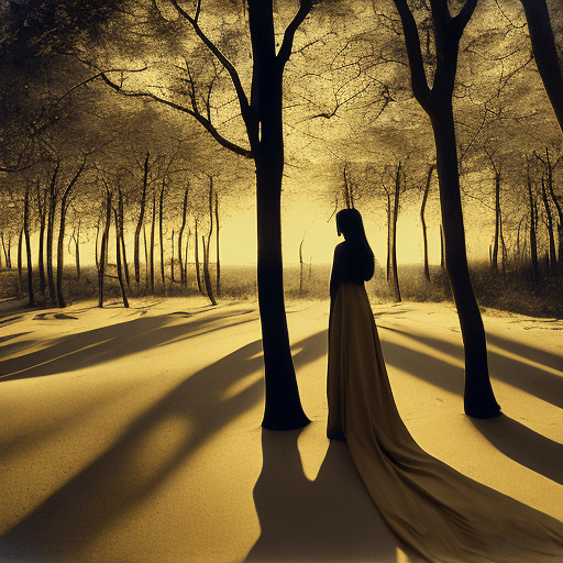 AI generated: An artistic photograph taken with an analogue camera, which was taken in a coastal dune forest: yell...