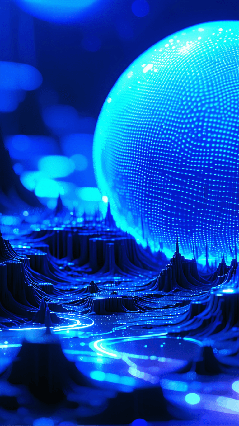 AI generated: under blacklight, electron microscope view, baby blue luminescence, aluminum texture, intricate deta...