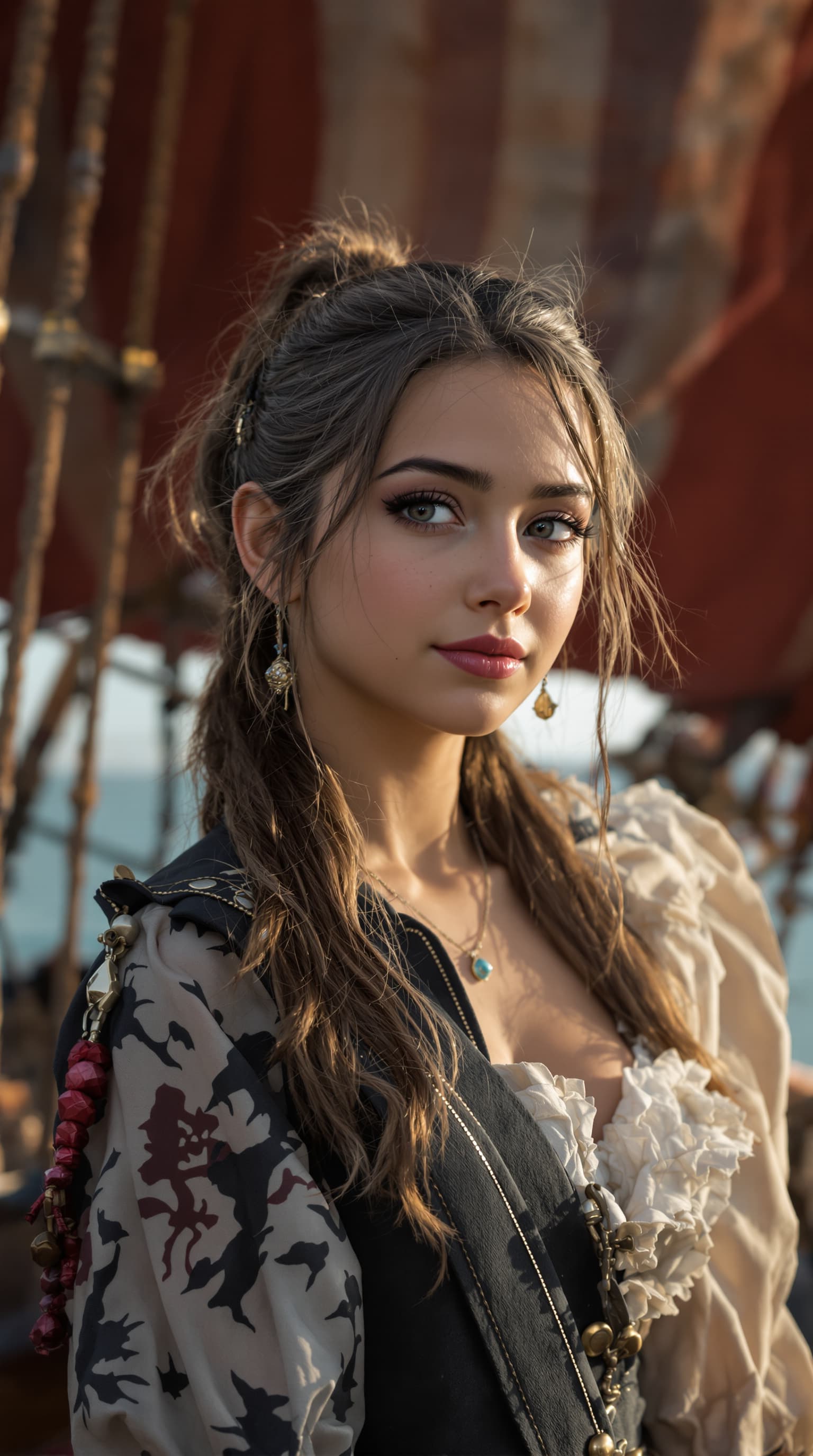 AI generated: a professional photo of a exceptionally the most girl in the world eleven year old, Sara, pirate, de...