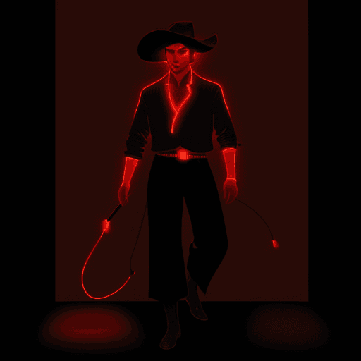 AI generated: a gaucho outlined with red LEDs and a black background