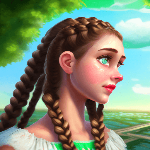 AI generated: A cute girl with light brown braided hair, talking a selfie (close up) ((waist up)), wearing a summe...