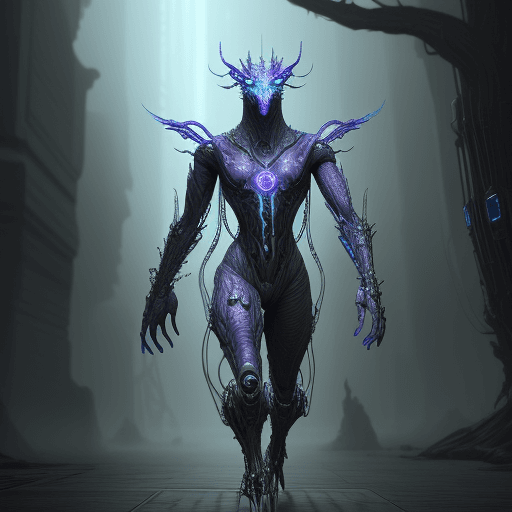 AI generated: A fantasy creature implanted with cybernetics