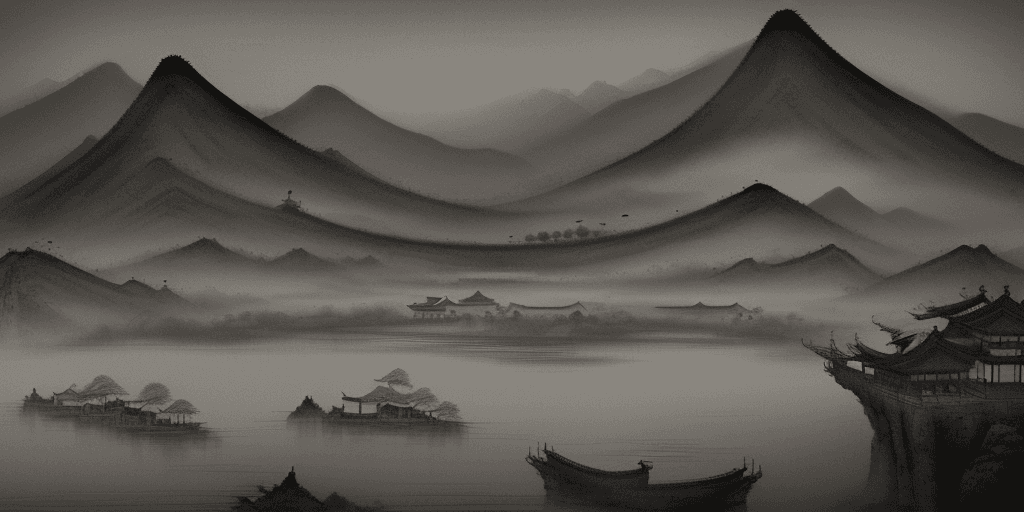 AI generated: Tradition Chinese Ink Painting style of an ancient chinese landscape painting,Tradition Chinese Ink ...