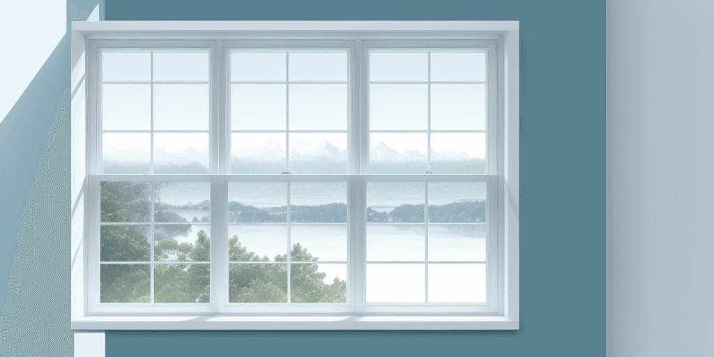 AI generated: clean blue tinted aesthetic window with white background in landscape size
