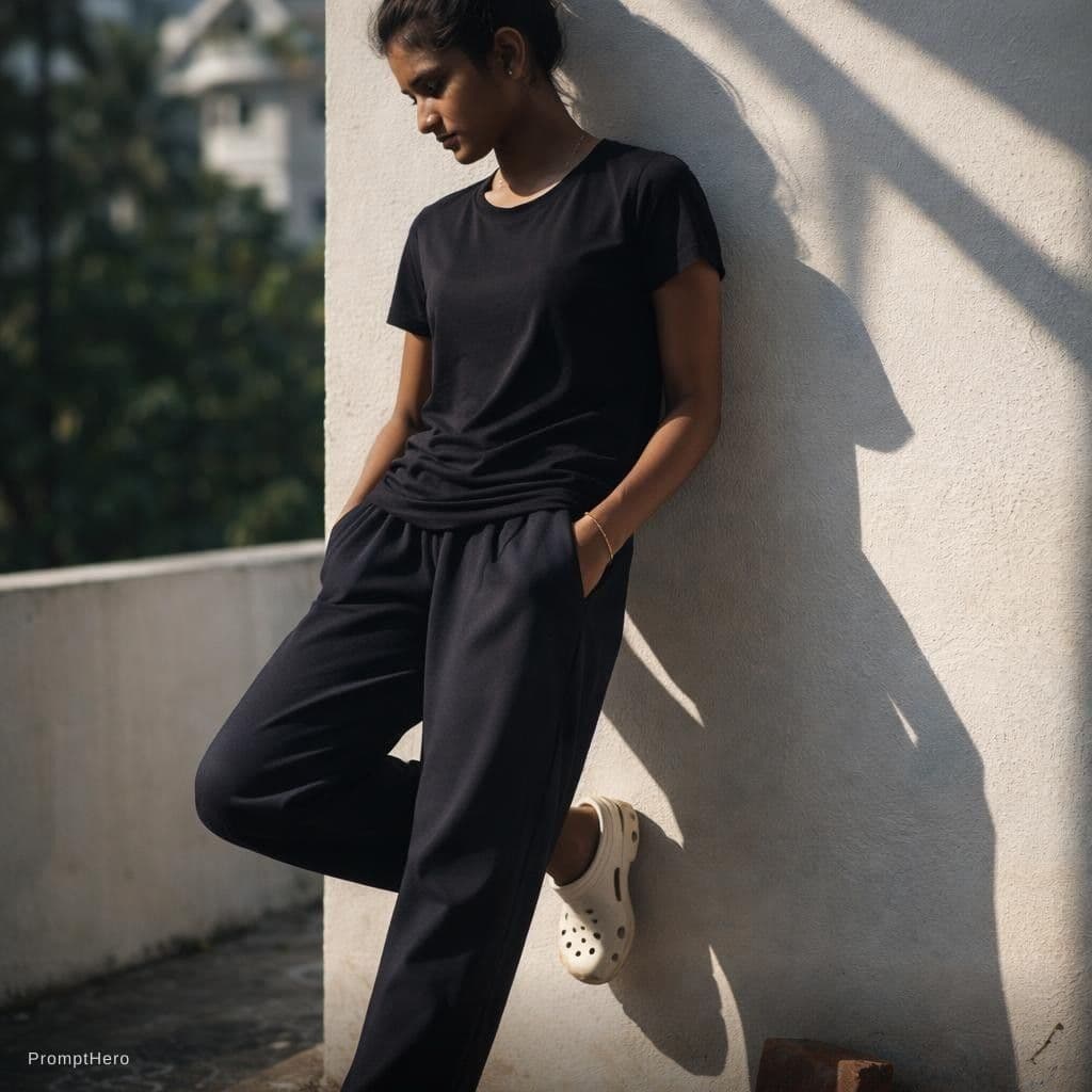 AI generated: high-resolution photograph, woman, stunning use of shadows, in the syle of crisp lines and forms,  U...