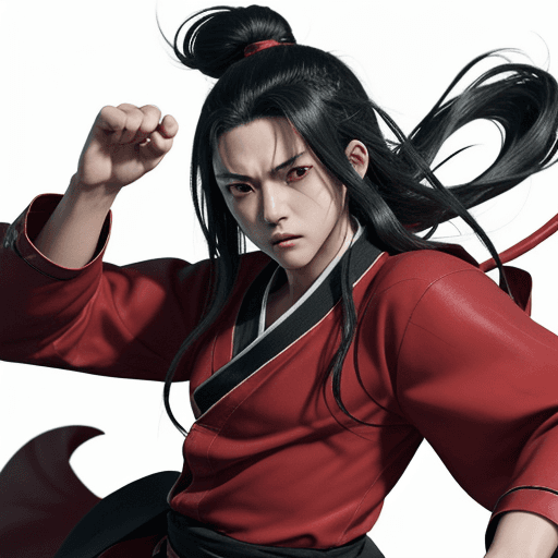 AI generated: A fighting image of the anime character Tanjiro Kamado from demon slayer, high resolution, no deform...