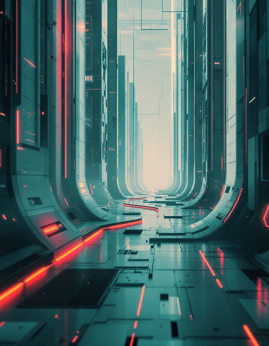AI generated: A random strange image of a futuristic scenario in the style of Futuristic Grid Aesthetics futuristi...