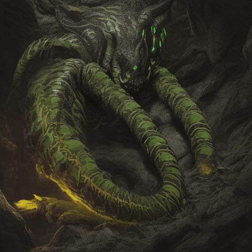 AI generated: Full body photo of a scary alien creature that looks like a centipede with venom coming out from its...