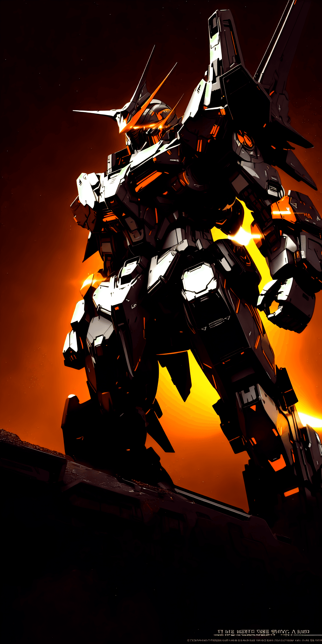 AI generated: giant mecha robot in the galaxy in defense mode with futuristic armors and wapons, the galaxy have t...