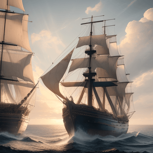 AI generated: Photo of a ultra realistic sailing ship, dramatic light, pale sunrise, cinematic lighting, battered,...