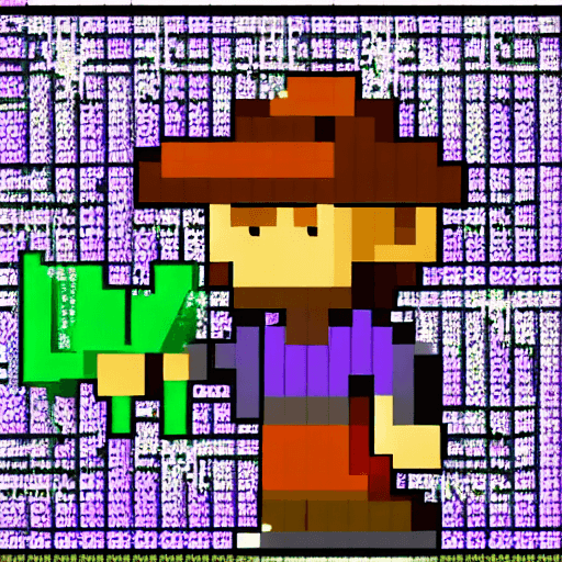 AI generated: a main character wizard with a hat and staff, dark purples and pinks, spells around, faeries, the wo...