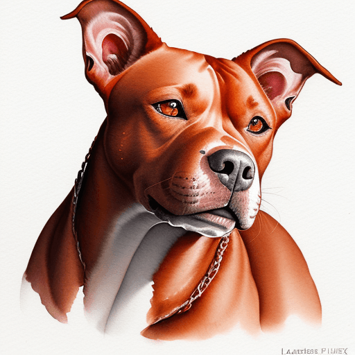 AI generated: a watercolor painting of a red pitbull, an airbrush painting by Lorraine Fox, featured on deviantart...