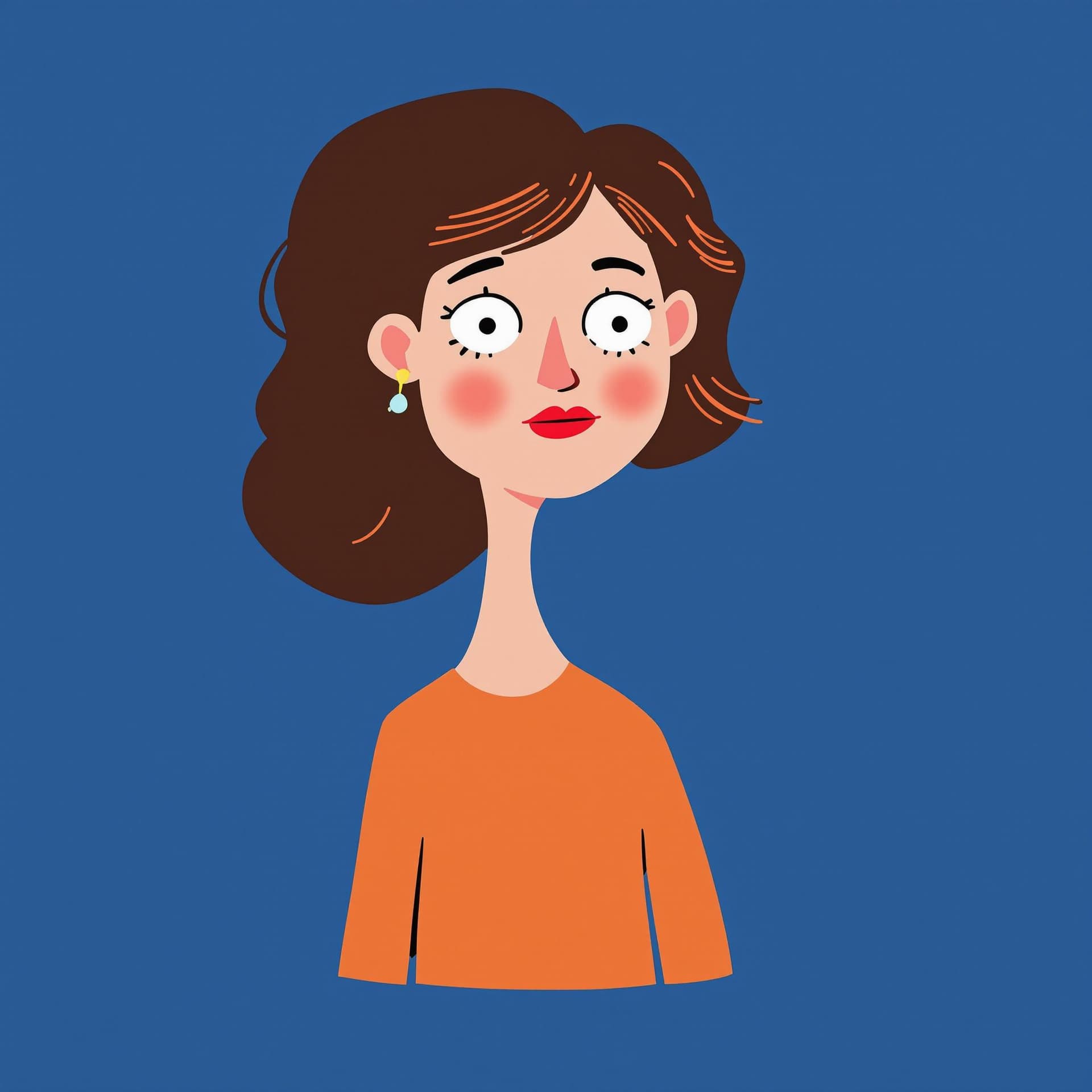 AI generated: illustration art, series of simple, colorful, woman, exaggerated features, against a solid deep blue...