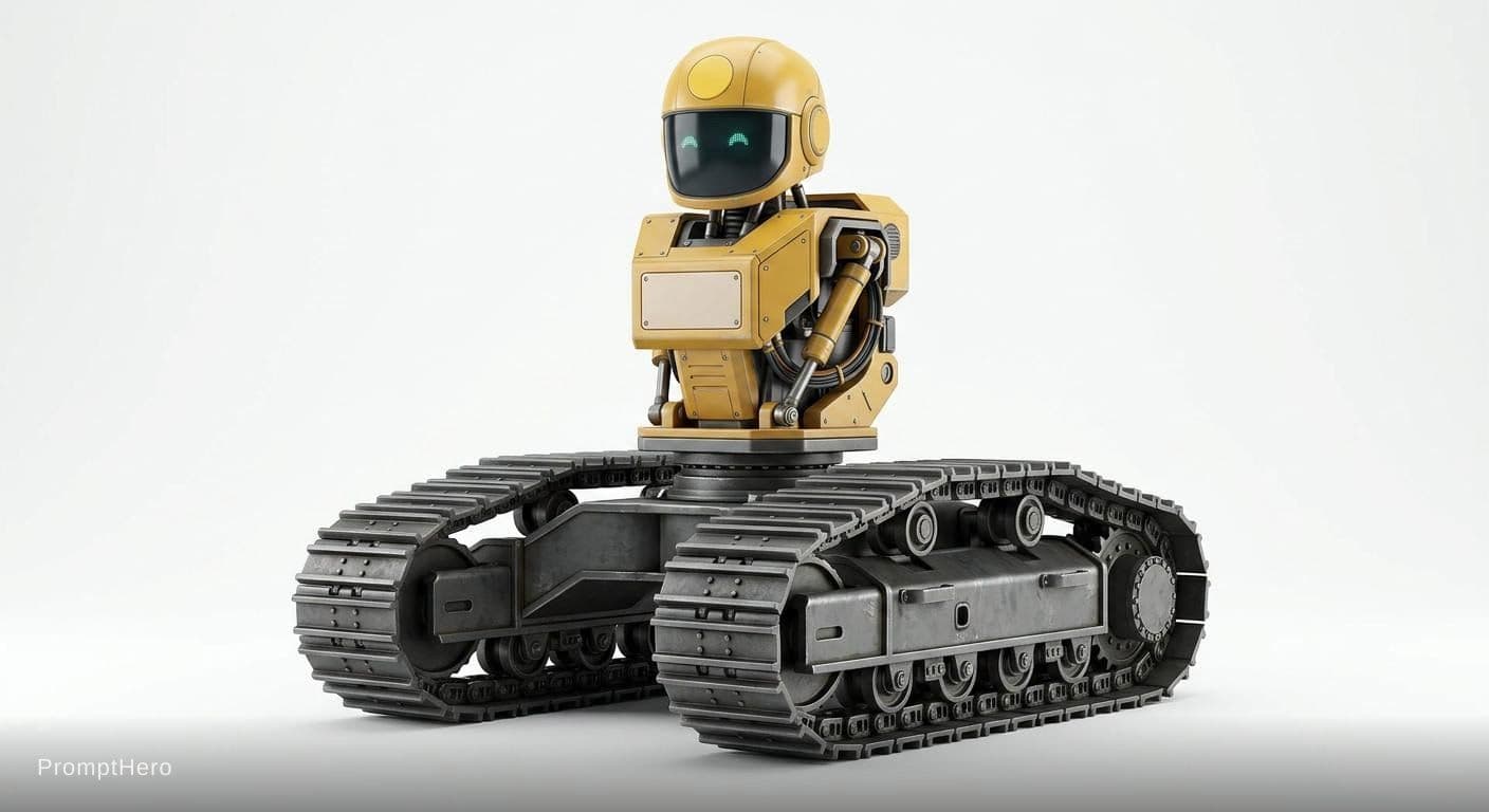 AI generated: Create a premium industrial mascot character for a crawler undercarriage and construction machinery ...