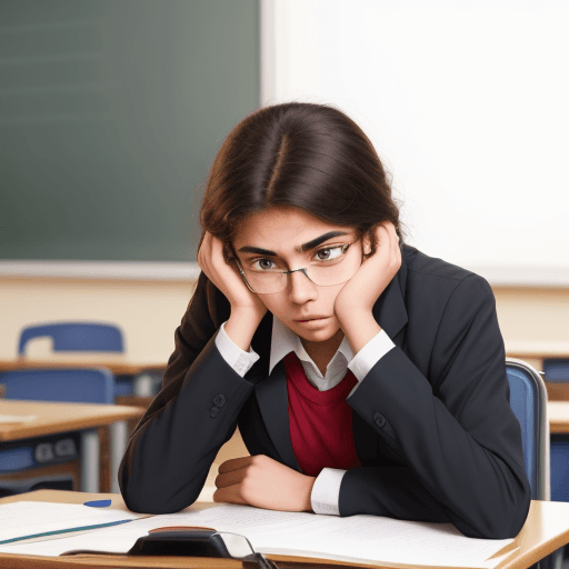 AI generated: stressed student in conversation with teacher
