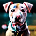 AI generated: Candy themed anime bull terrier dog, Single dog, Super Cute, Cute expression,  Perfect Detailed Eyes...