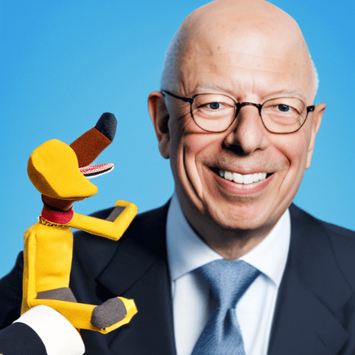 AI generated: Klaus Schwab as a puppeteer