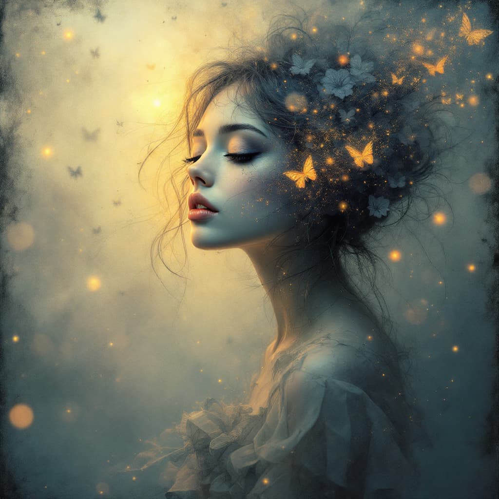 AI generated: he beauty from inside, portrait Fine art America painted by Alexander Jansson, muted colors,
Modifie...