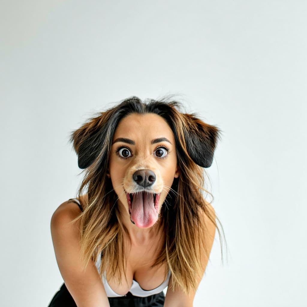 AI generated: A woman in doggystyle position with a face of excite