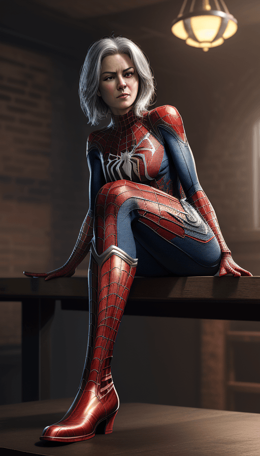 AI generated: boots on the table with the design and character of Spiderman boots is gold and red
dark, no waterma...